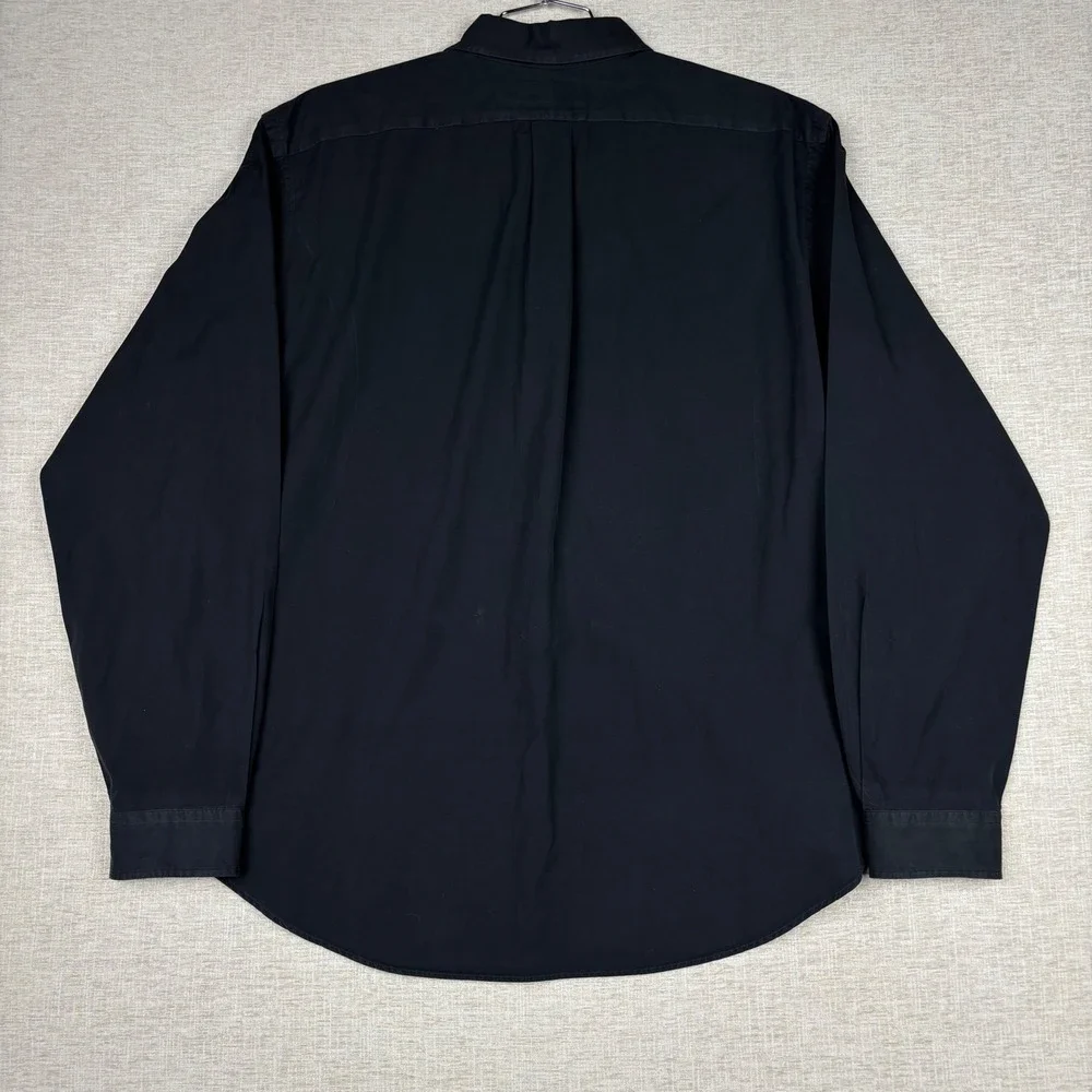 Polo Ralph Lauren Y2K Mens XXL Black Classic Cotton Button Down Long Sleeve